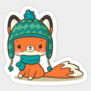 Cute winter fox Sticker